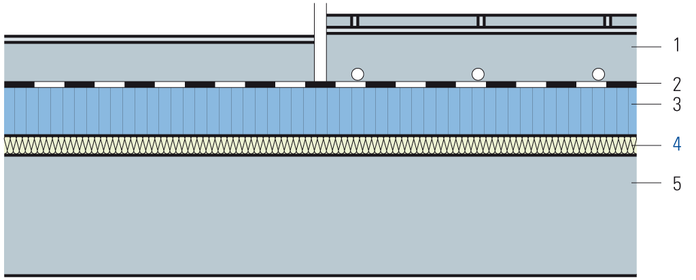 Kellerdecke mit schwimmendem Zementunterlagsboden, Trittschall- und Wärmedämmung